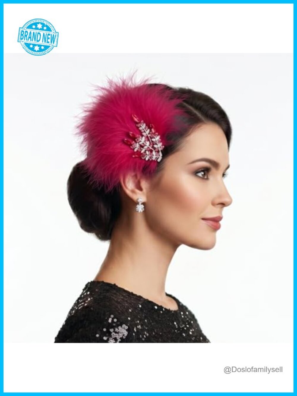 Feather Fascinator Hair Clip with Rhinestones, 1920s Gatsby Headpiece
